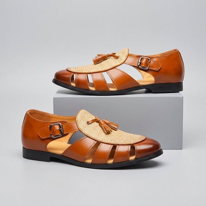 Raffaele Sandalo Monk con Frange - Marrone Sienna paio