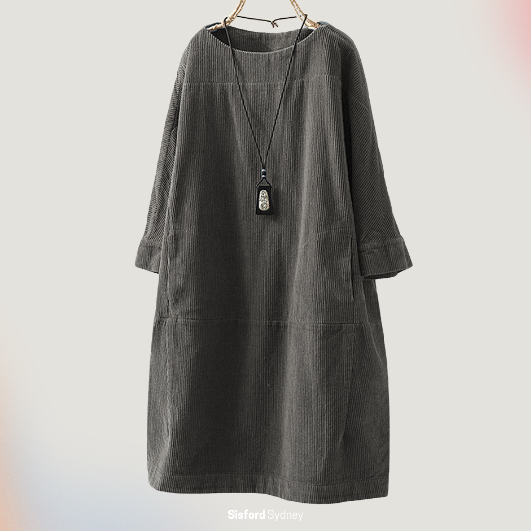 Amy - Vestito midi in velluto a coste rilassato