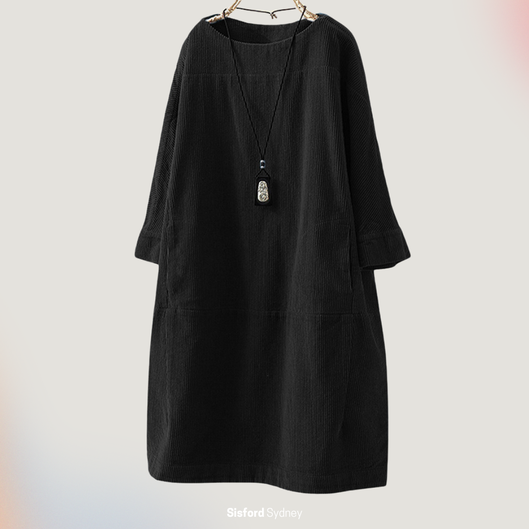 Amy - Vestito midi in velluto a coste rilassato