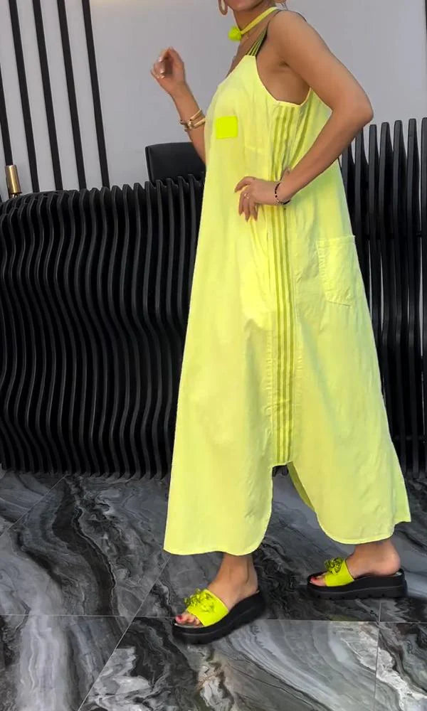 Abito con bretelle Luna in cotone e lino