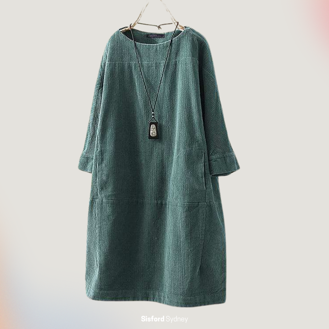 Amy - Vestito midi in velluto a coste rilassato