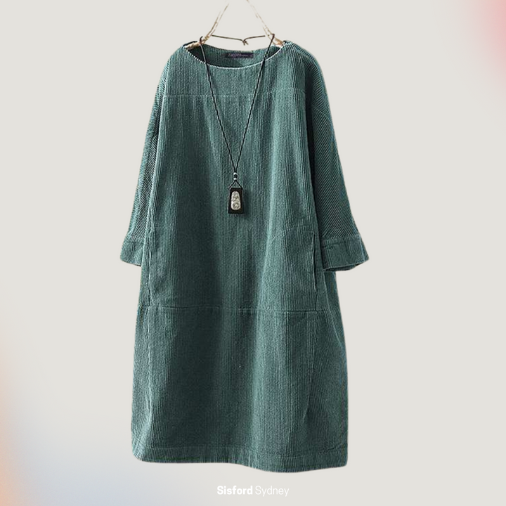 Amy - Vestito midi in velluto a coste rilassato