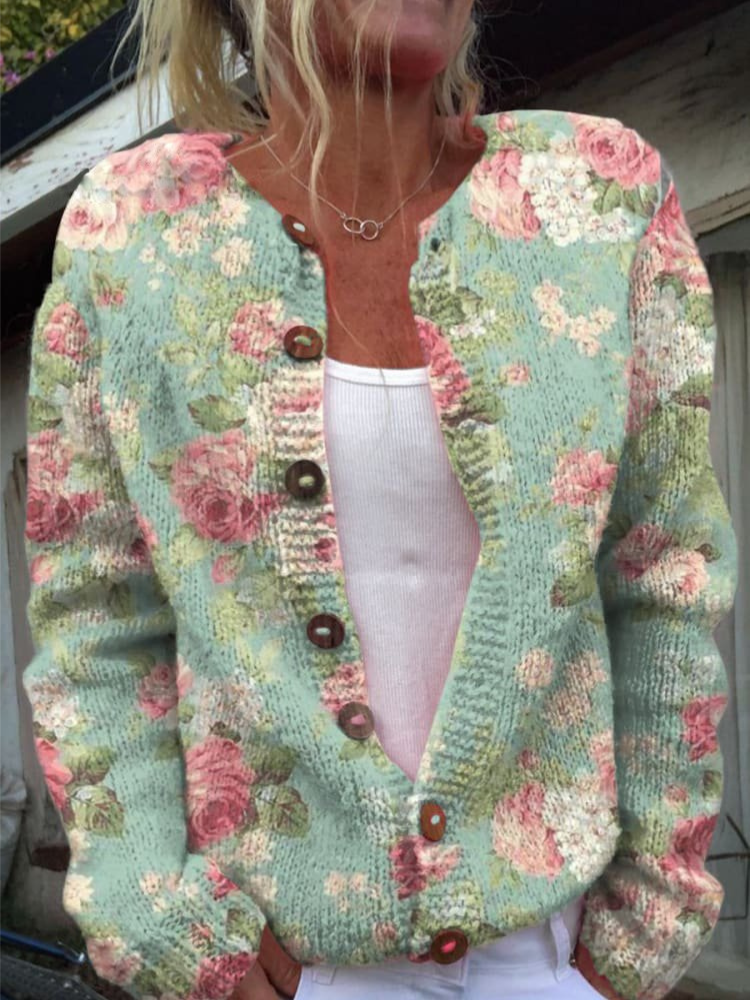 Lila Soft Floral Elegant Cardigan