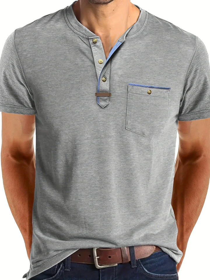 Saxon Elegante T-shirt a girocollo con tasca