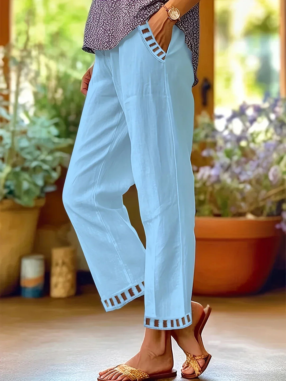 Pantaloni cropped Tracey con finiture a contrasto