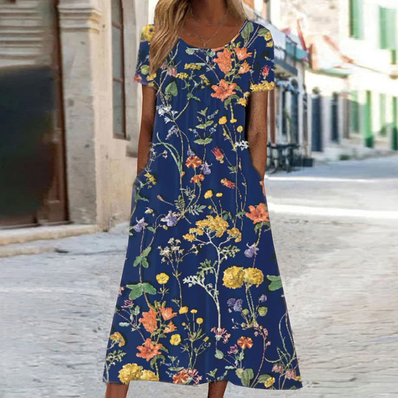 Lila Elegante maxi abito floreale boho con copertura del ventre