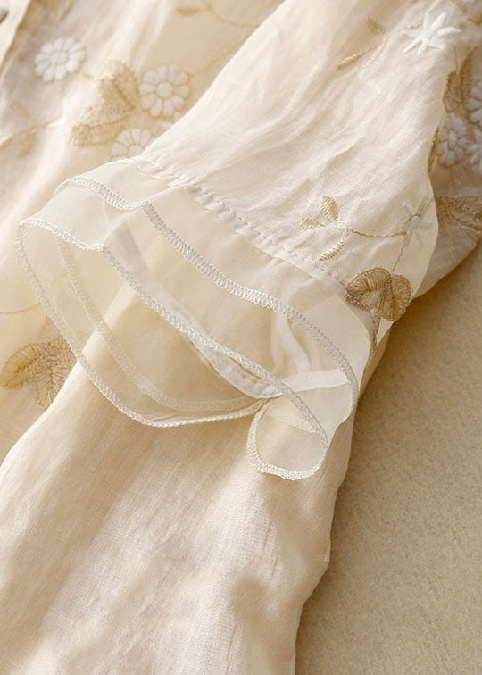 Camicetta Eloise ricamata in cotone e lino