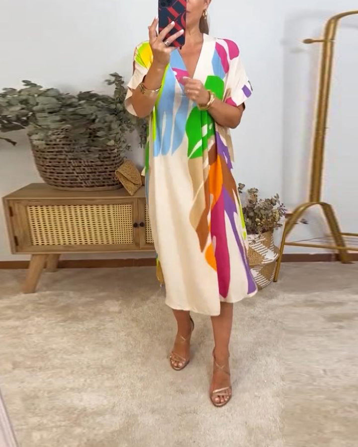 Kimmy - Vestito rilassato con stampa a foglie vibranti