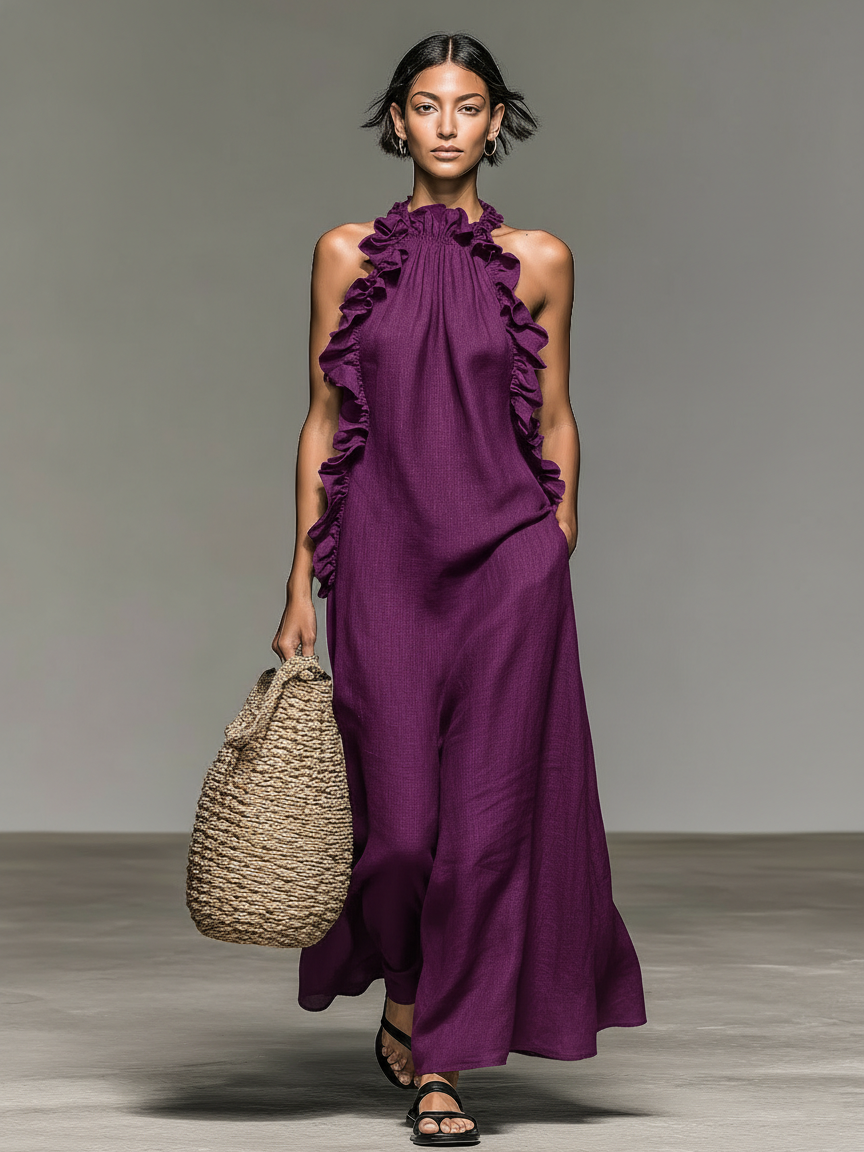 Lua Abito Maxi con Tasche - Viola