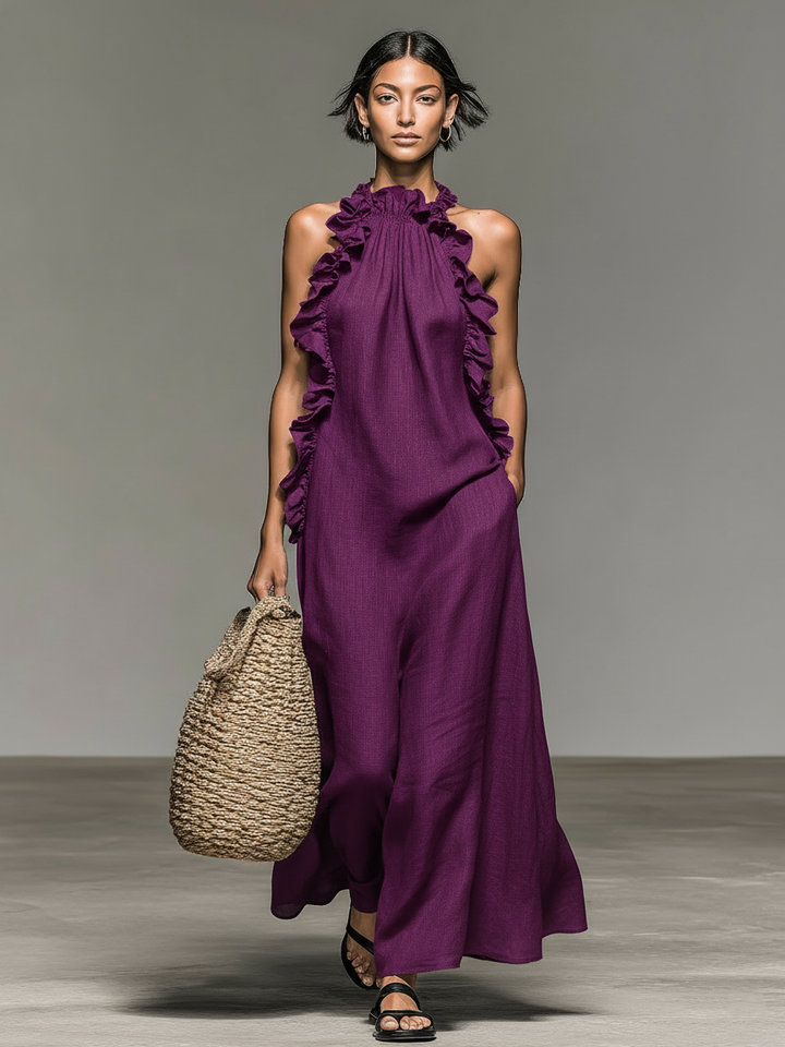 Lua Abito Maxi con Tasche - Viola