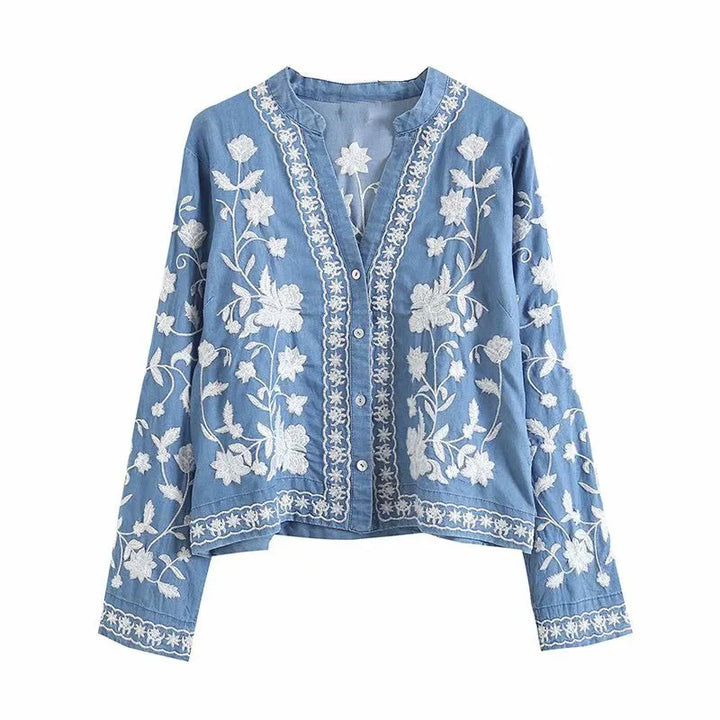 Cardigan Boho Denim Bloom