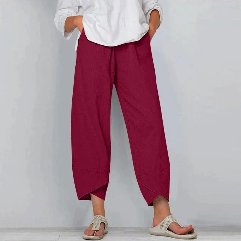 Pantaloni Natasha Chic in cotone e lino