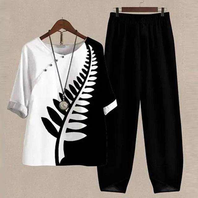 Lyanna - Set camicetta e pantaloni casual da donna