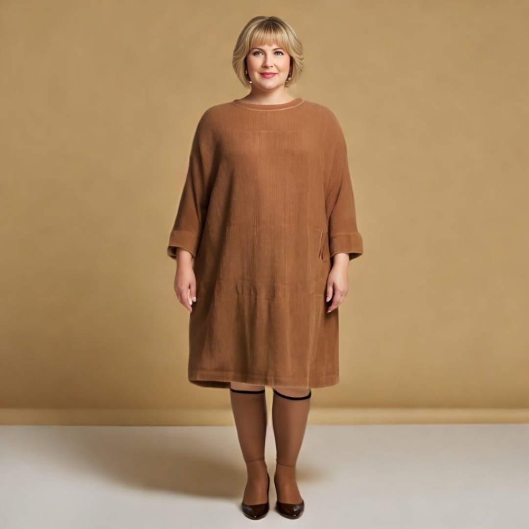 Amy - Vestito midi in velluto a coste rilassato