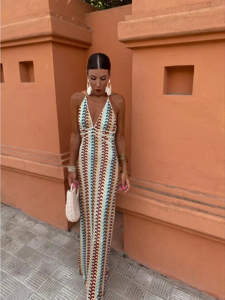 Abito con scollo ad aletta colorato Ruby