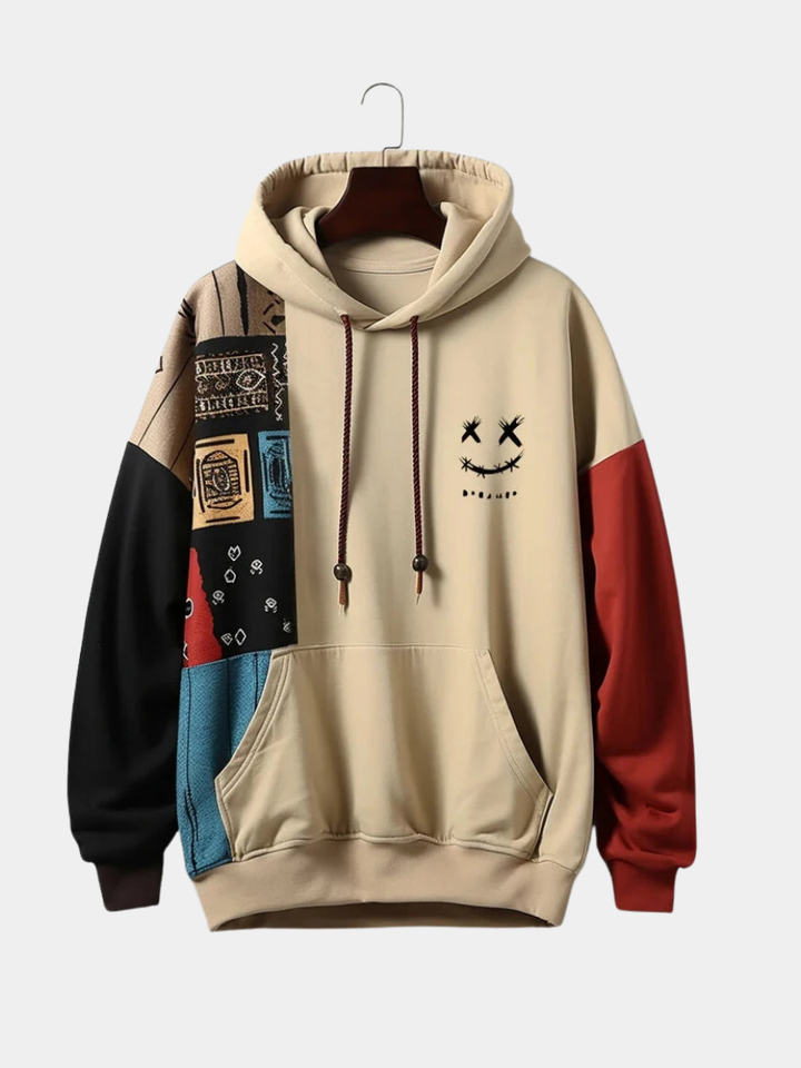 Axel | Felpa urbana patchwork con cappuccio