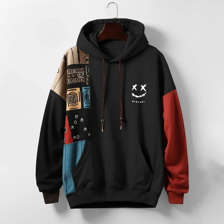 Axel | Felpa urbana patchwork con cappuccio