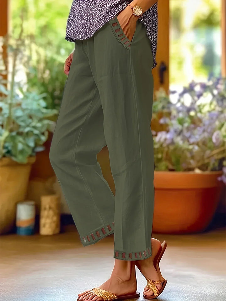 Pantaloni cropped Tracey con finiture a contrasto
