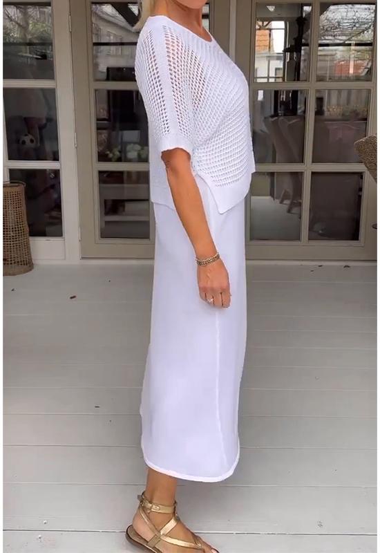 Abito casual con bretelle e camicetta vuota in due pezzi